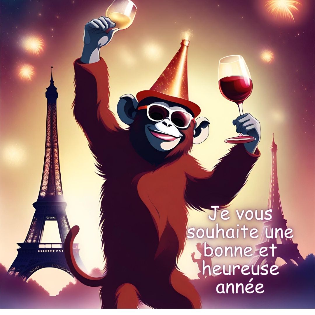 Images de singe drôle Humour Nouvel an bonne année 2025